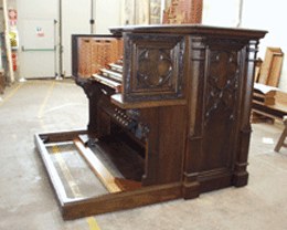 hand carved organ console with platform
