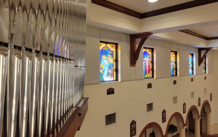 Closeup of pipes at St Therese Catholic Church in Wellington FL