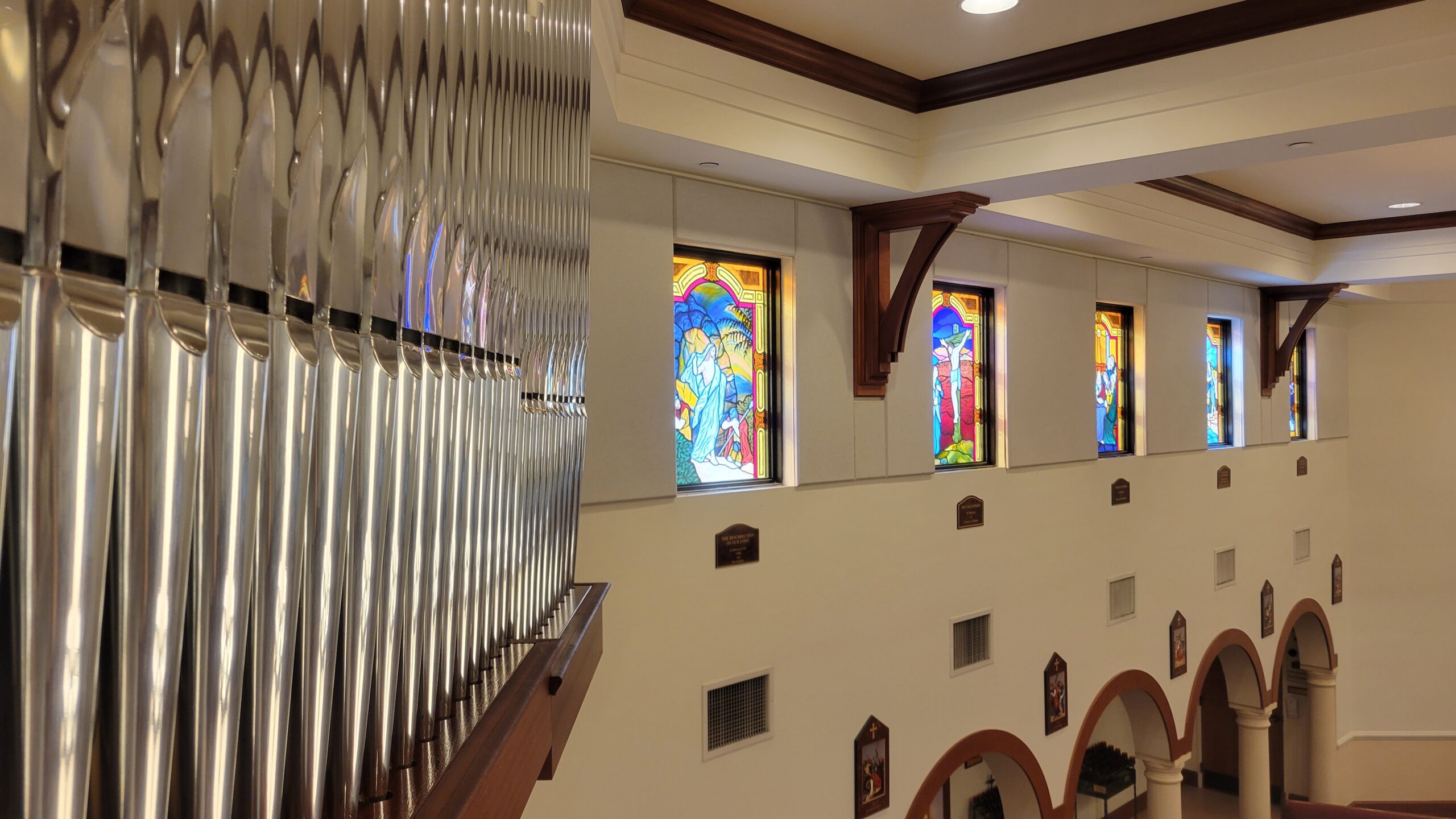 Closeup of pipes at St Therese Catholic Church in Wellington FL